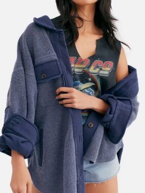 Free People Ruby Jacket in Navy Blue